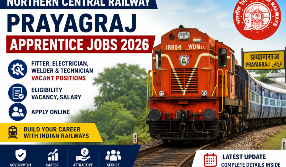 Northern Central Railway Prayagraj Apprentice Jobs 2026 – Fitter, Electrician, Welder & Technician Vacant Positions | Eligibility, Vacancy, Salary, Apply Online