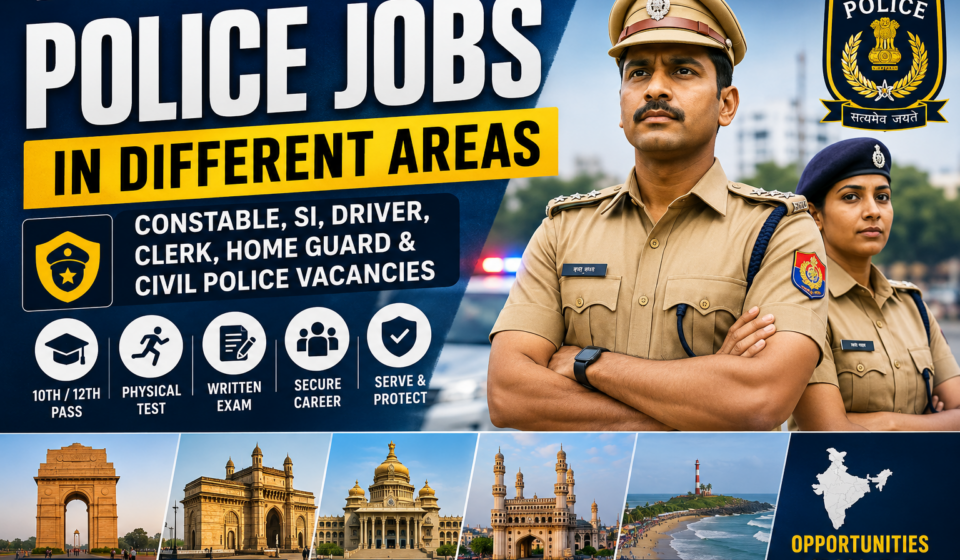 Police Jobs 2026: Constable, Home Guard, Driver, Cook, Sweeper, Watchman & 5th Pass and 8th Pass Police Department Recruitment